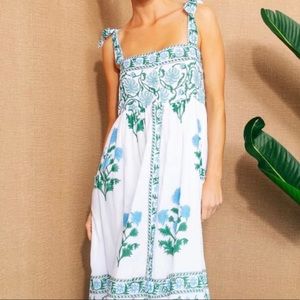 Juliet Dunn White Poppy Tie Shoulder Midi Dress Size 2 (6-8)